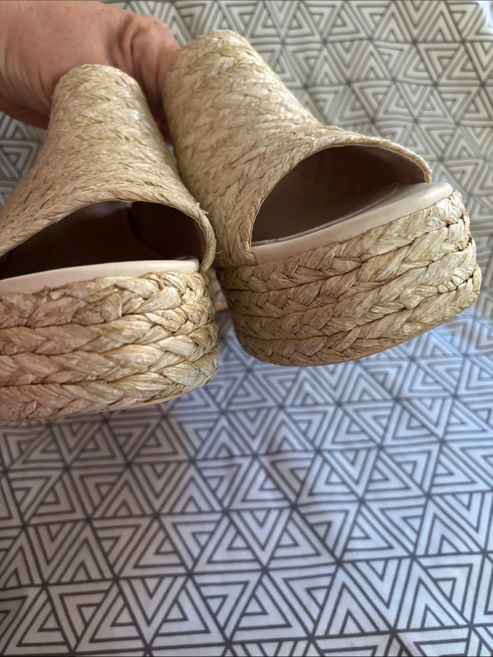 Woven Espadrille Platform Mule - Natural Beige